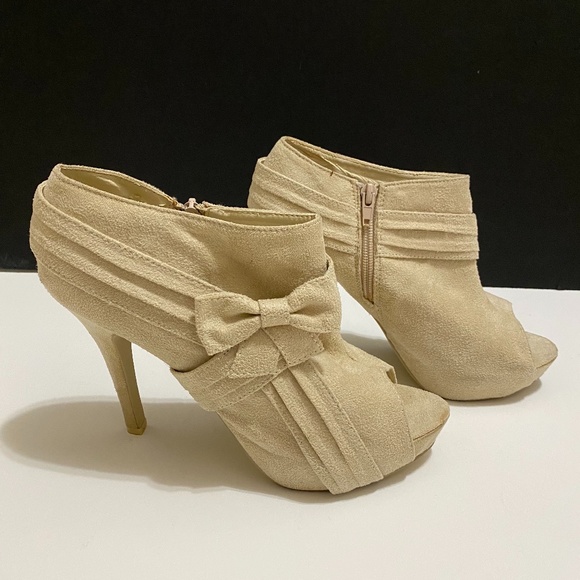 Dots, Cream Peep-Toe Booties - Picture 2 of 4